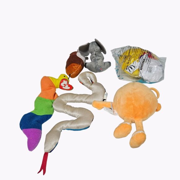 Hamster Elephant Worm Snake Orange Smiley Face Lot Of 6 Plush Stuffed Animals - Picture 2 of 12